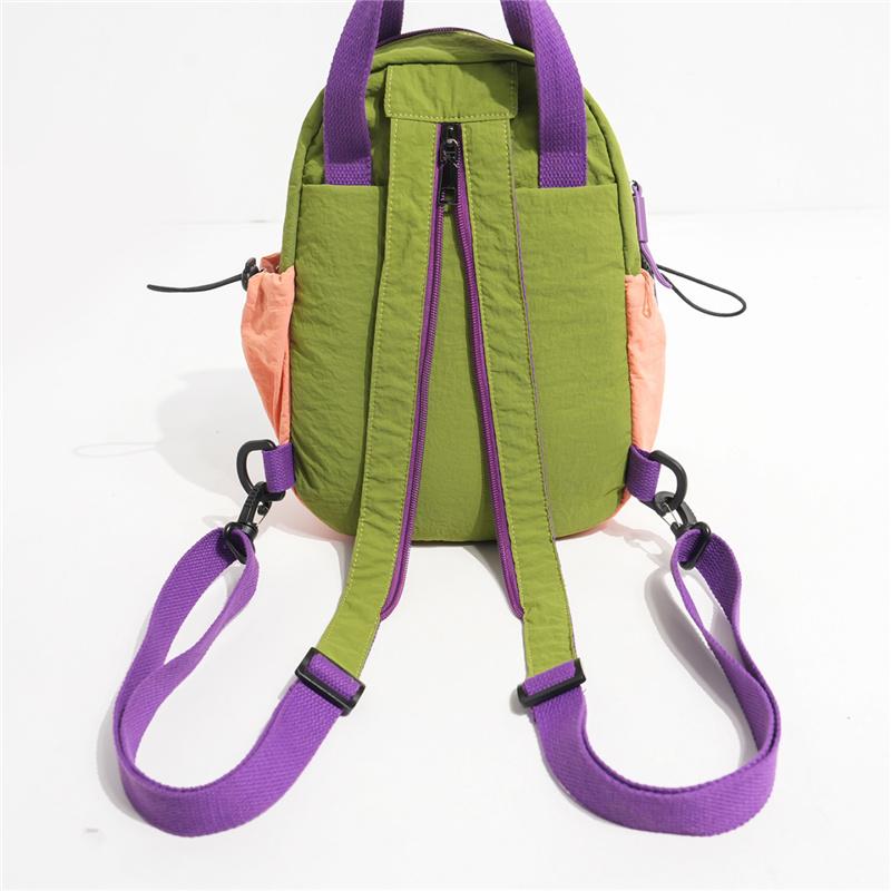 Color Block Backpack with Front Drawstring Pocket and Dual Carrying Options