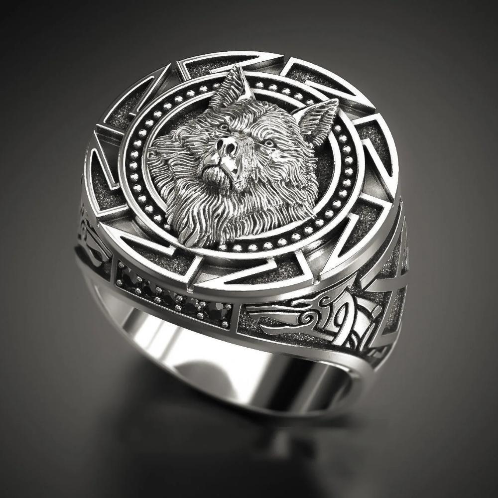 925 Sterling Silver Ring Retro Wolf Totem Silver Ring Warrior Wolf Head Men's Ring Gift for Male