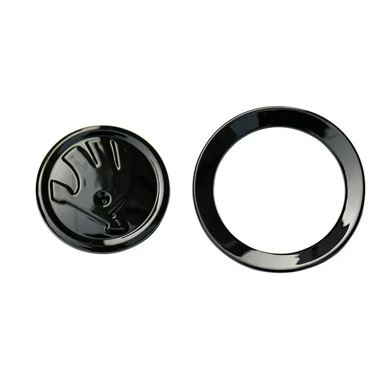 for SKODA 1Pcs 46mm Car Interior Kodiaq Yeti Rapid Spaceback Fabia 1 2 Karoq Octavia A5 RS Superb Steering Wheel Emblem Stickers