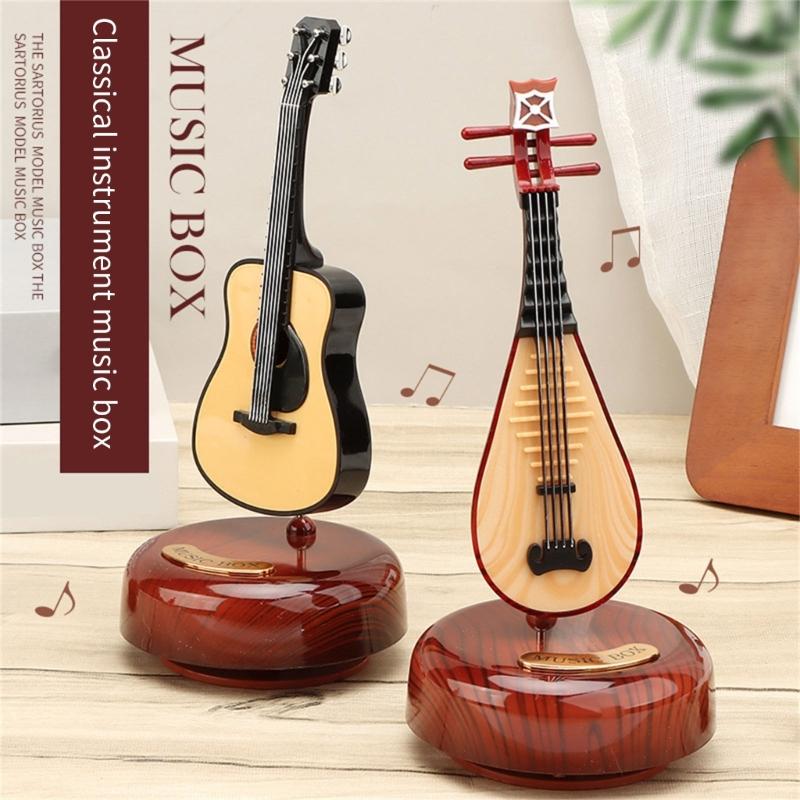 Mechanism Wind Up Musical Box Violin Music Box Miniature Musical Instrument Ornament Home Decors Creative Artware Gift