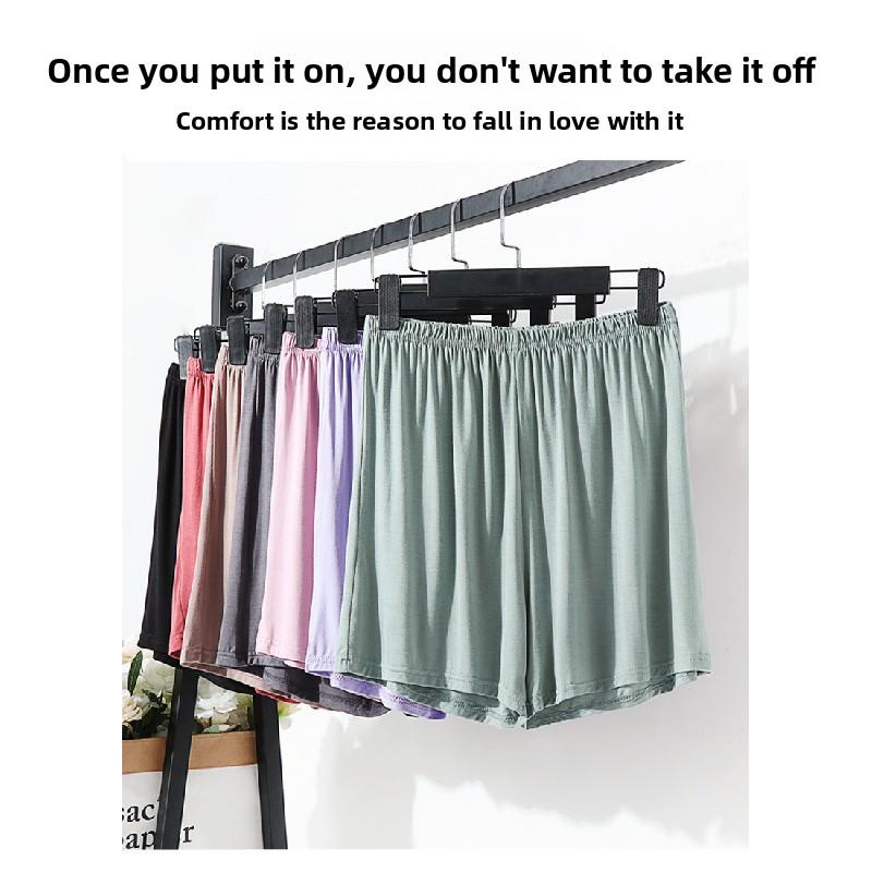 Women's summer modal shorts for outdoor wear, plus size, high-waisted, wide-leg, loose-fitting sleep pants, thin safety pants, casual pants