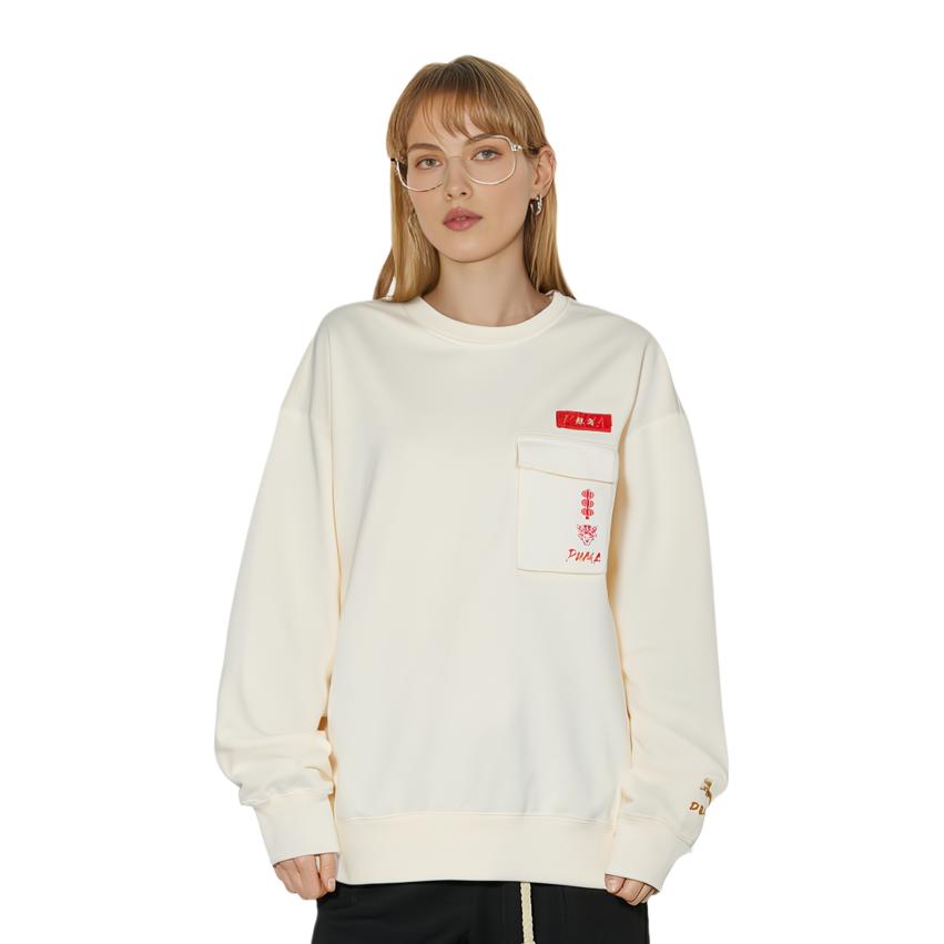 Puma Trendy Printed Pullover Sweatshirt Round Neck Unisex Sweatshirt Off-White 534667-65