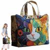 Cat Patterns Women Quilted Tote Bag 3D Printed Patterns Lightweight Travel Handbag Cotton Vintage Canvas Shoulder Bag Lady Girl