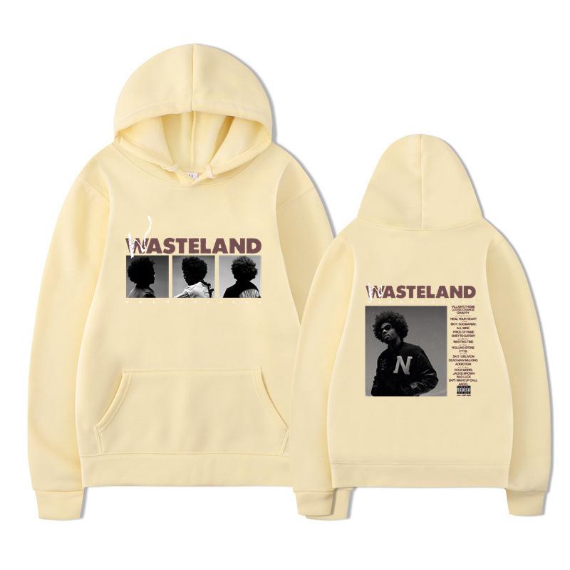 Unisex Schwarzer Hoodie Doppelseitiger Albumcover Grafikdruck Pullover Sweatshirt Streetwear