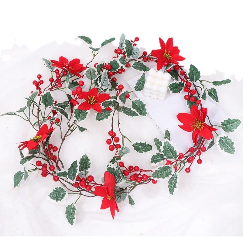 Christmas Rattan European And American Home Decoration Arrangement Artificial Fake Leaves Simulation Christmas Decoration Rattan