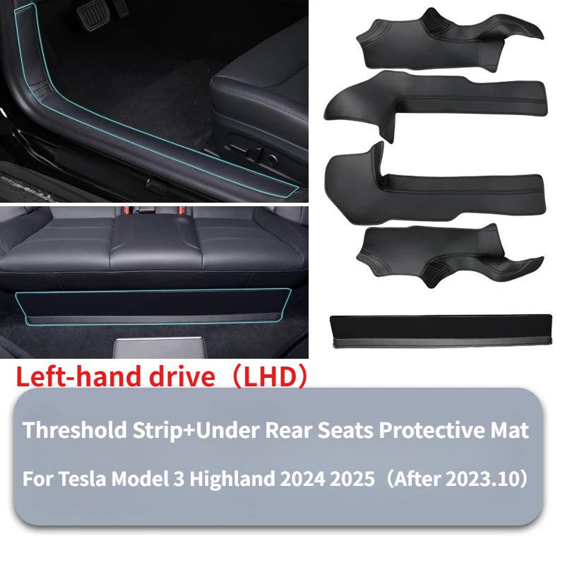 Front Rear Door Sill Pad for Tesla Model Y Juniper Model 3 Highland PU Leather Door Welcome Pedal Threshold Strip Accessories