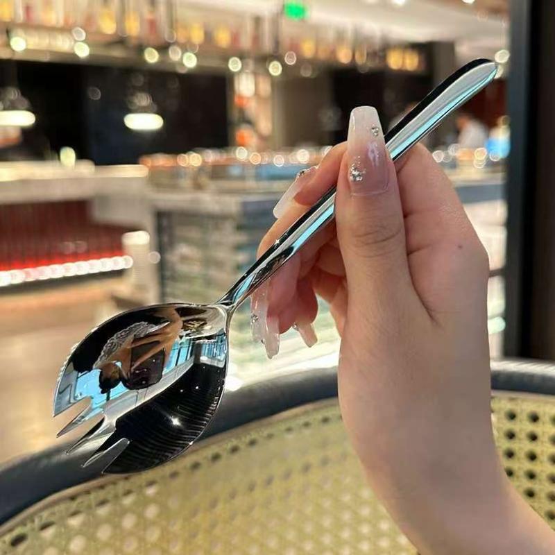 Stainless Steel Salad Spoon Creative Shovel Spoon Fork Pasta Coffee Fork Dessert Cake Fork Watermelon Fruit Spoon