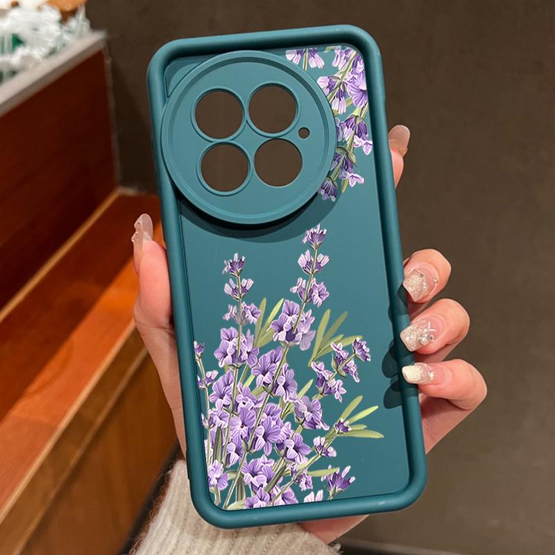 

Фиолетовый чехол из ТПУ с цветочным принтом, мягкий, противоударный, с матовым покрытием, для OnePlus 13T 13R 13 12R 11R Ace 5 3 2, с защитой объектива OnePlus 13 синий