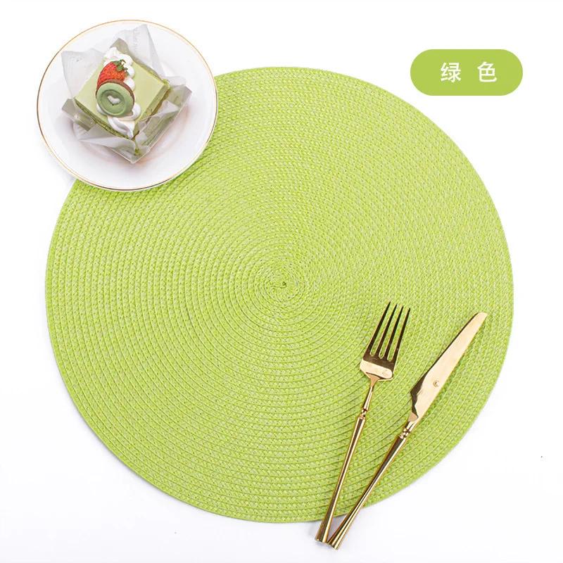 38cm European Style Round Woven Mats & Pads, Heat-Resistant and Non-Slip Place Mats for Dining Table, Ideal for Outdoor Picnic