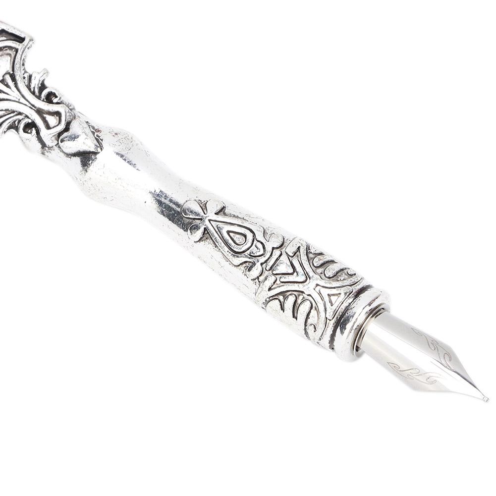 European Vintage Fountain Pen Feather Quill Dip Pen Signature Pen Set Stationery Gift (White)