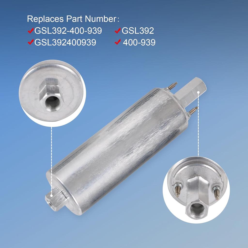 High Flow & Pressure External Inline 255LPH Fuel Pump With Installation Kit Replacement For GSL392, GSL392-400-939, GSL392400939, 400-939 Universal
