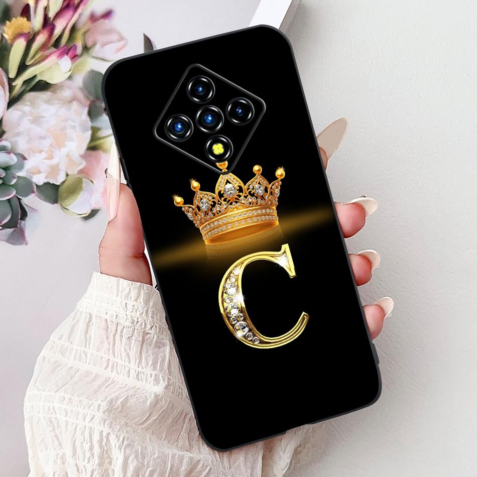 For Infinix Zero 8 8i Fashion Crown Letter Phone Case For Infinix Zero8 Zero8i X687 X87B Black Silicone Soft Cases Bumpers