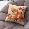 Autumn Shiba Inu Maple Leaf Throw Pillow Covers Pattern Cushion Cover Suitable For Sofa Bedroom Car Pillow Cover