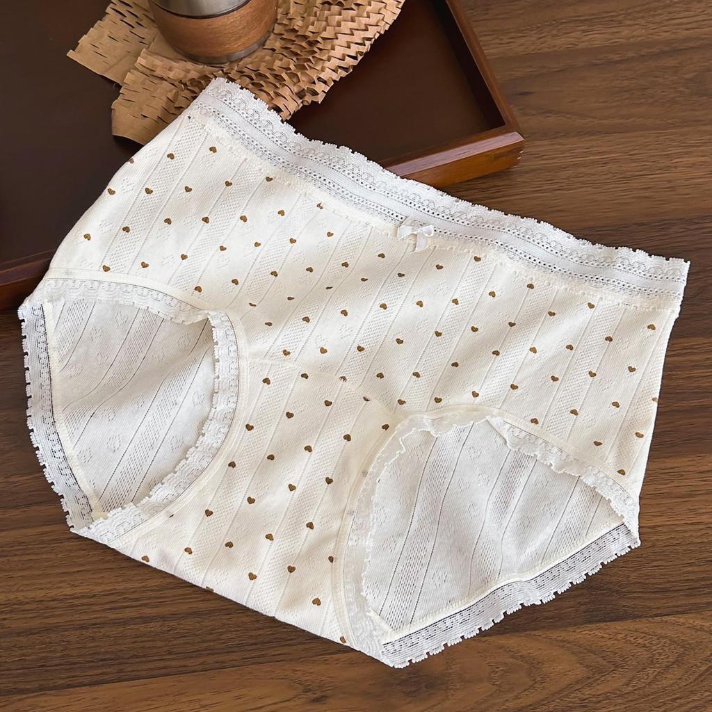 Frische florale Spitze Damen Baumwollslips - Verlängerter Schritt, Atmungsaktives probiotisches Jacquard.