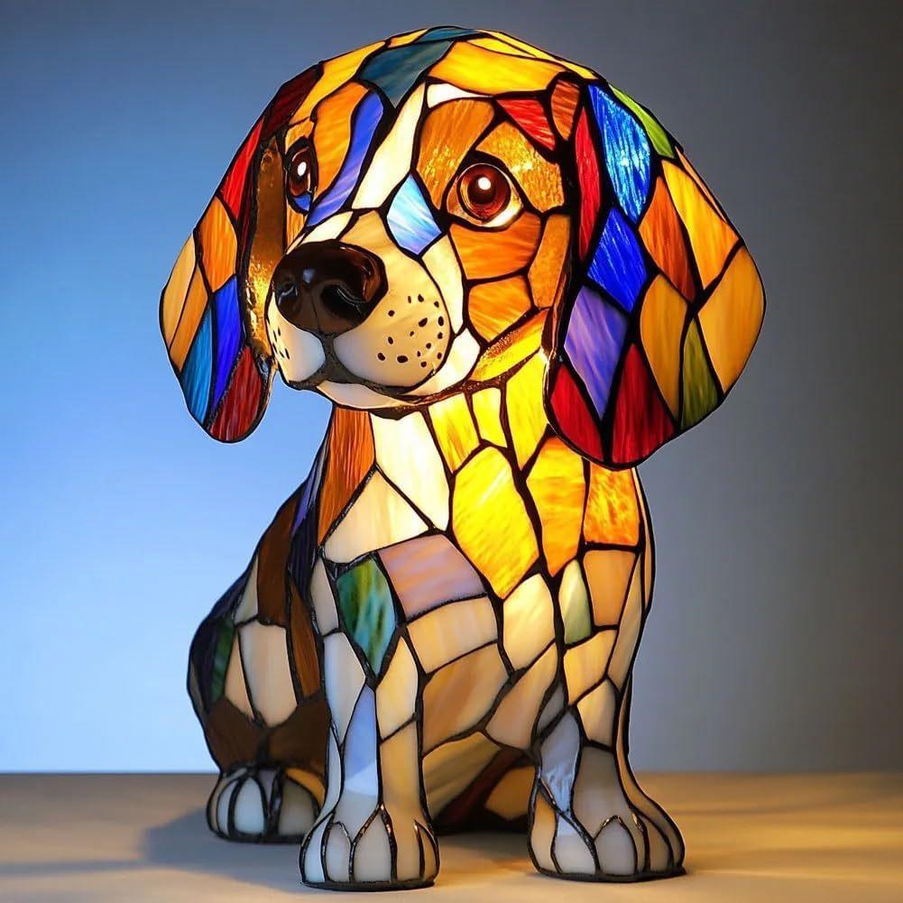 Gatto Cane Figurine in Resina Lampada LED con Interruttore di Alimentazione USB per Decorazione Soggiorno