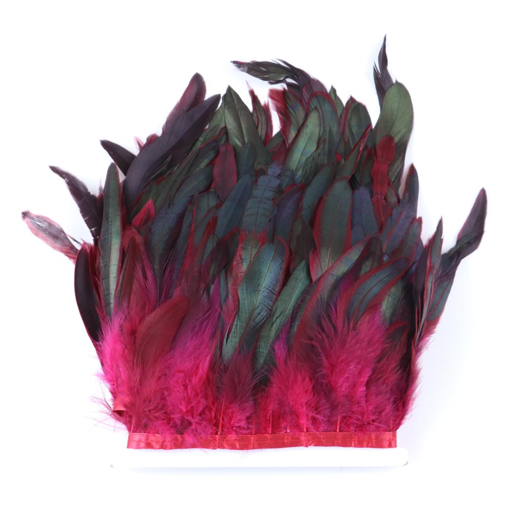 1 Meter Natürliche Hahnenfedern Besatz Schwarz Kleidung Nähband 15-20cm Federfransen für Karnevalsdekoration Federn Basteln