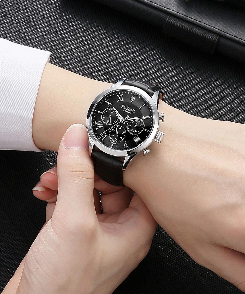 Seinteuseukoteuleondeon Hestia Diamond Multi Watch + Leather Band - Black / St7501M-Sbs1