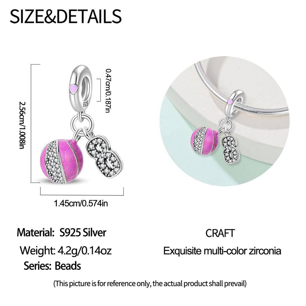 Copper Sports Badminton Football Dumbbells Beads Dangle Fit Charms Copper Original Bangle Bracelet Diy Jewelry