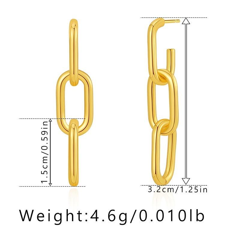 Geometric Minimalist Chain 18k Gold Plated Fashion Earrings For Women