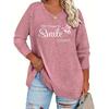 Spring And Summer New Fashion Plus Size Women'S Fashion Letter Butterfly Print Casual Long-Sleeved