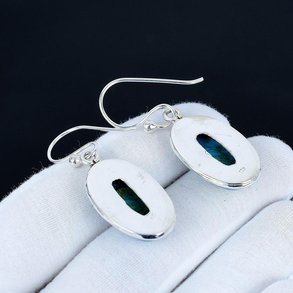 Zarte Türkis Edelstein Ohrringe, 925 Sterlingsilber Ohrringe, Handgefertigte Silberohrringe zum Verschenken, Türkis Hängeohrringe Valentinstagsgeschenk