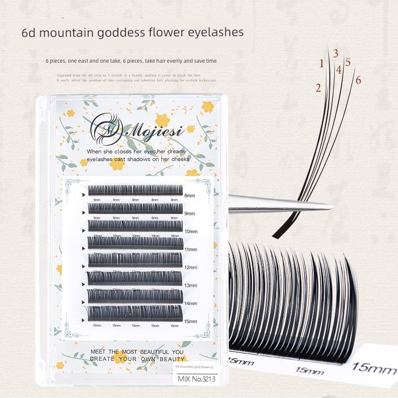 

3D6D Mountain God Flower Eyelashes Lc Curling Camellia Flower Grafting Manga Fox-Style Beauty Eyelashes Store Exclusive Soft Non-Scattering Roots 10mm Guofeng 6D Mountain God Flower lb Qiao