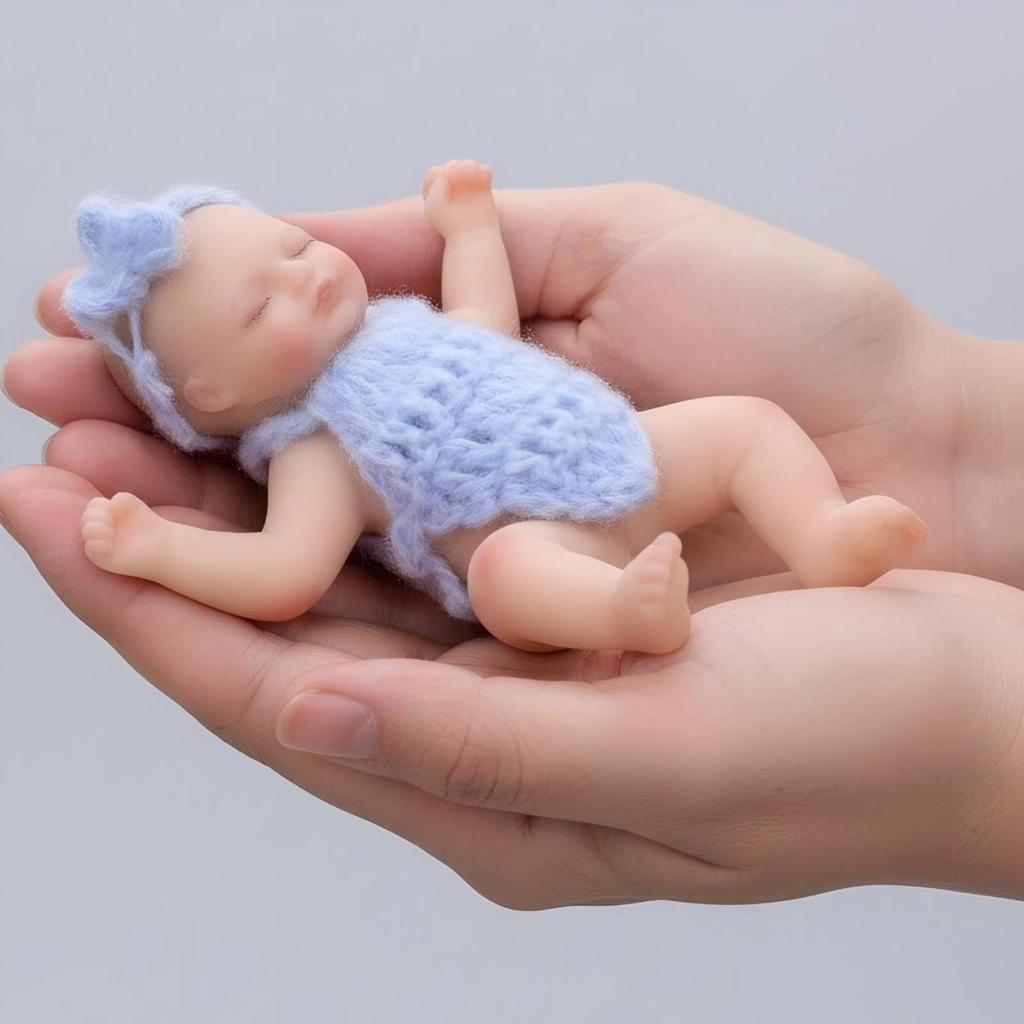 Cloveray 5-inch (12cm) Reborn Doll, Silicone, Full Body, Realistic Baby Doll, for Collection, Gift & Artificial Insulation (Blue)