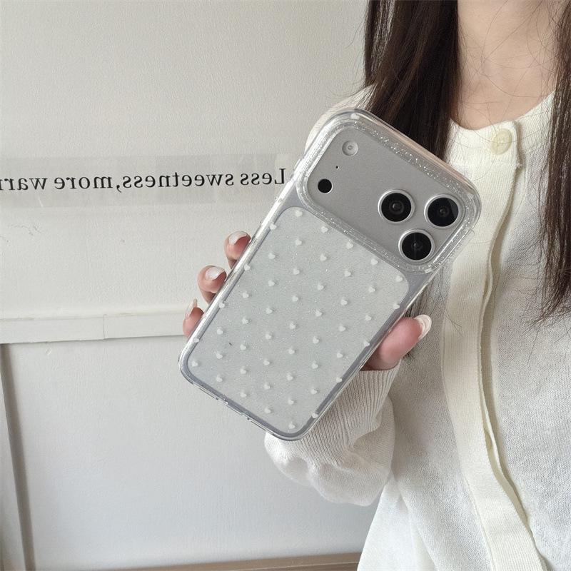 Rhinestone Heart Luxury Makeup Mirror Phone Case for iPhone 17/16 Pro Max/15/14