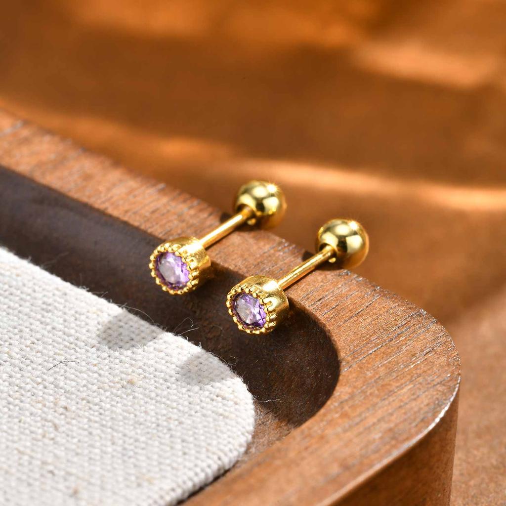 Stainless Steel Multicolor Cubic Zirconia Stud Earrings for Women Girls, Tiny Piercing Cartilage Helix Earrings Fashion Jewelry