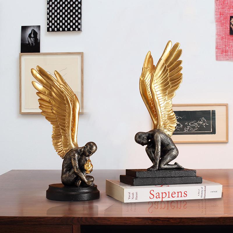 Art Transparent Wings Figures Living Room Study Home Use Decoration Resin Fine Craft Angel Ornaments Durable Durable