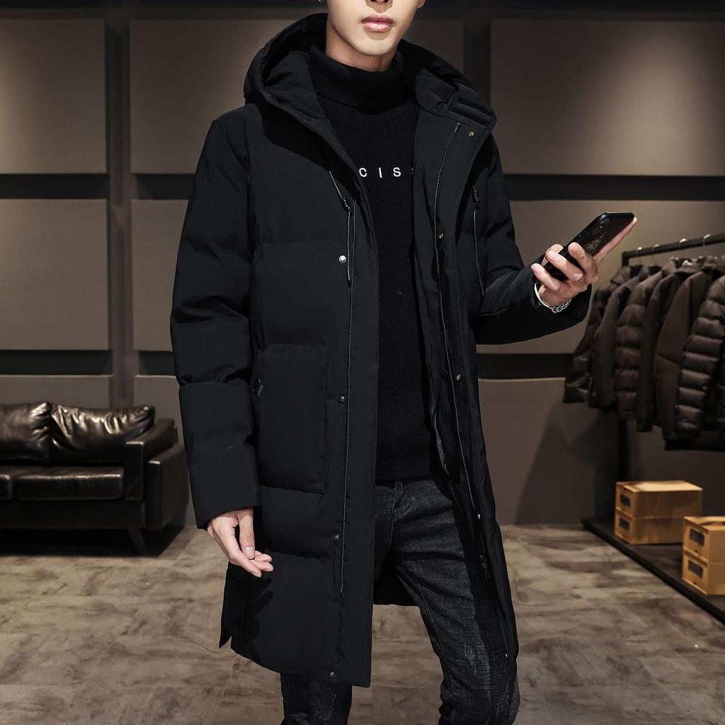 Mid-length Down Jackets Men's Plus-size Cotton-padded Clothes Winter Trend Loose Hooded Cotton-padded Jackets Warm and Thick Cotton-padded Clothes