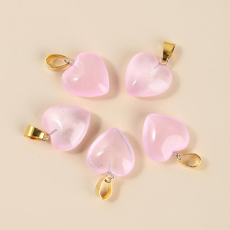 5Pcs/Lot Lampwork  Glass Love Heart Beads Charms Pendant Diy Handmade Jewelry Making Accessories