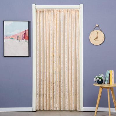 Cortina de Porta de Gaze com Renda Anti-Mosquito com Haste Telescópica Sem Furo para Sala de Estar