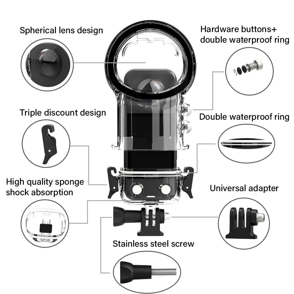 X4 Waterproof Case For Insta360 X4 Underwater 50M Invisible Diving Housing Cover Dive Shell For Insta360 Accessories