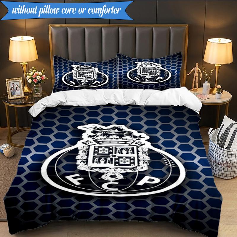 Set Biancheria da Letto Morbido Stampato Design FC Porto 3 Pezzi, Include 1 Federa Copripiumino e 2 Federe Federe Perfetto per Camera da Letto, Dormitorio, Regalo per Fan