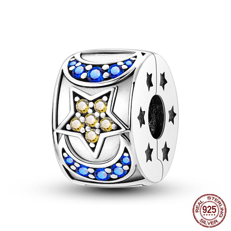 Fashion Copper Sparkling Zircon Star Moon Series Charms Beads Fit Qikaola Original Bracelets Diy Birthday Jewelry
