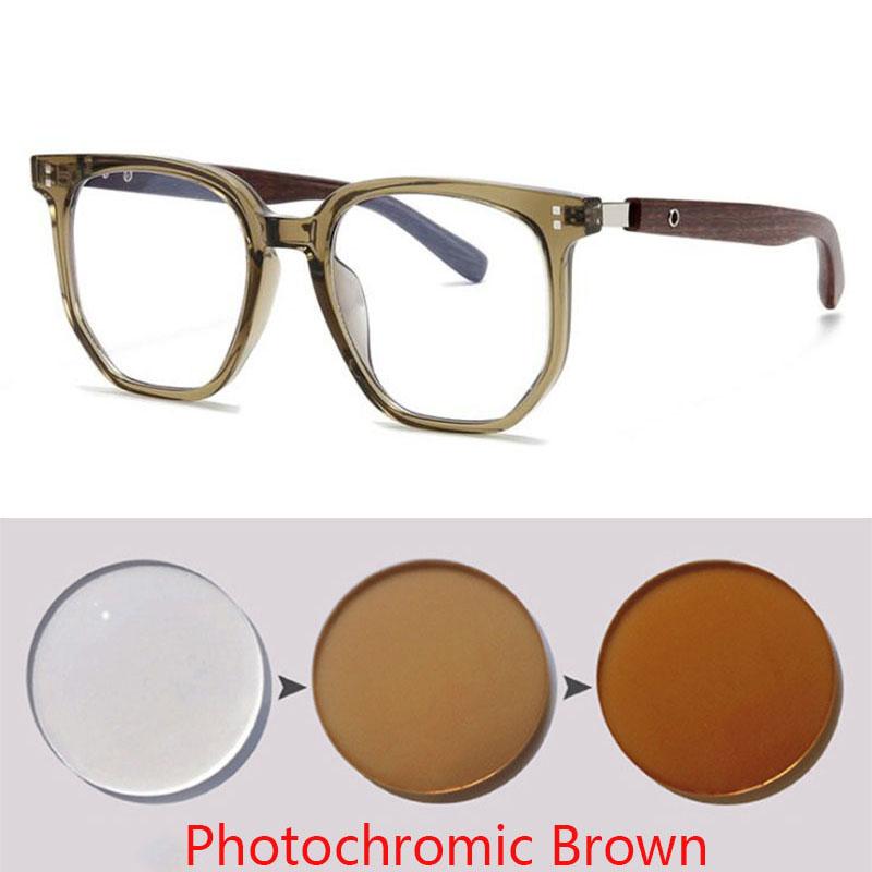 Wood Grain Myopia Glasses For Men and Women Spectacles Anti Blue Light Near Sight Eyewear Diopter -0.5 -0.75 To -6.0