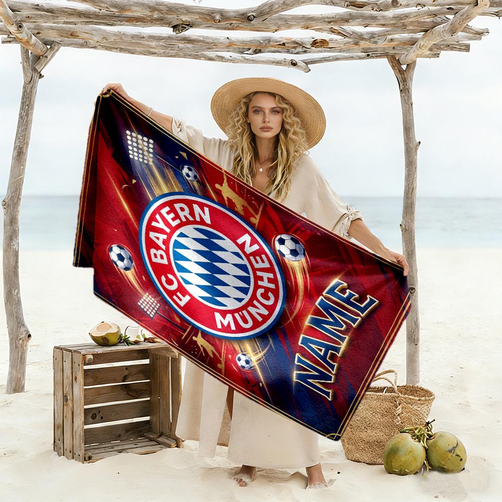 Bayern Munich Fan Gear Personalized Name Beach Towel Super Soft Microfiber Quickdry Fabric Suitable for Swimming Gym Camping Yoga Vacation