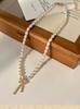 Elegant Rice Freshwater Pearl CZ Zircon Bowknot Beaded Pendant Necklaces for Women 18K Real Gold Copper Chain Chokers