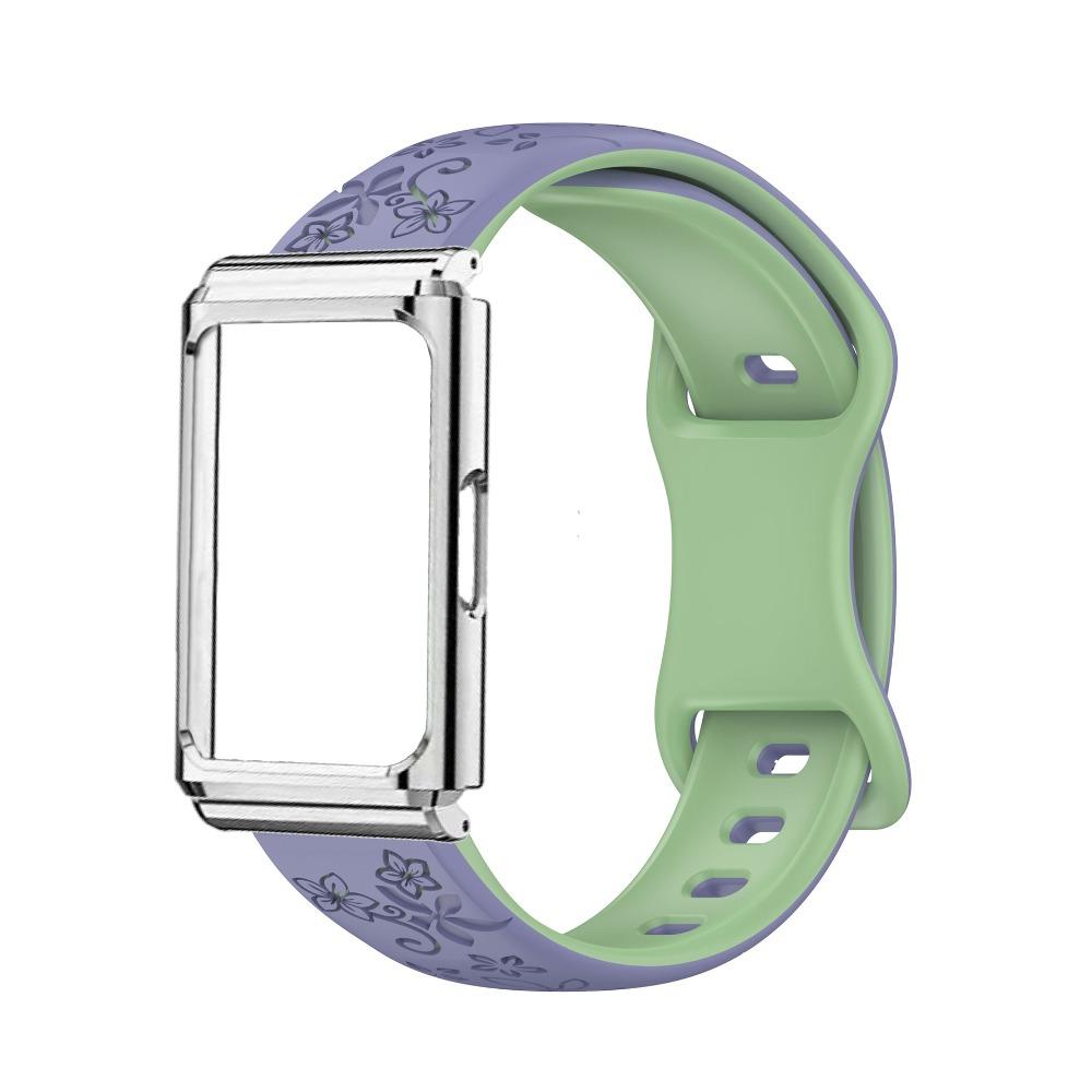 Metalowa rama etui ochronne + Dwukolorowy wytłaczany silikonowy pasek do Huawei Band 11 Pro
