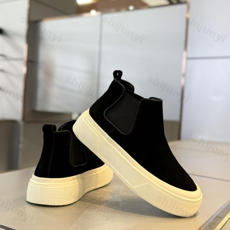 Men Boots Fashion Platform High Top Casual Shoes 2026 Winter Anti Slip Warm Plush Cotton Shoe Outdoor Chelsea Boots Botas Hombre
