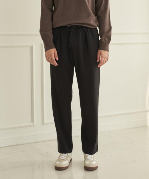 210EDIT Comfy Semi-Wide Elastic Waist Slacks_Zc3Pt271_Bk