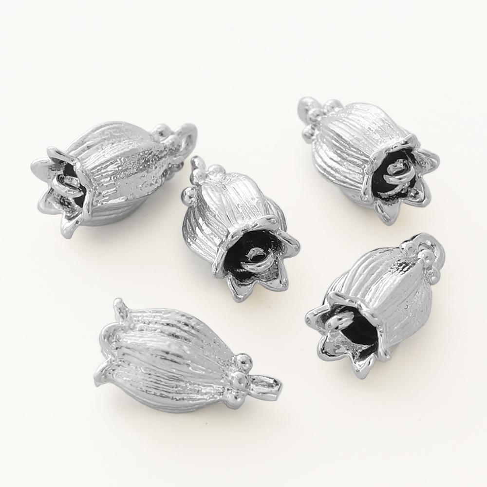 4PCS/lot 8x14MM 14K 18K Gold Color Brass 2 Holes Lily Flower Charms Bead Pendants High Quality DIY Jewelry Making Accessories