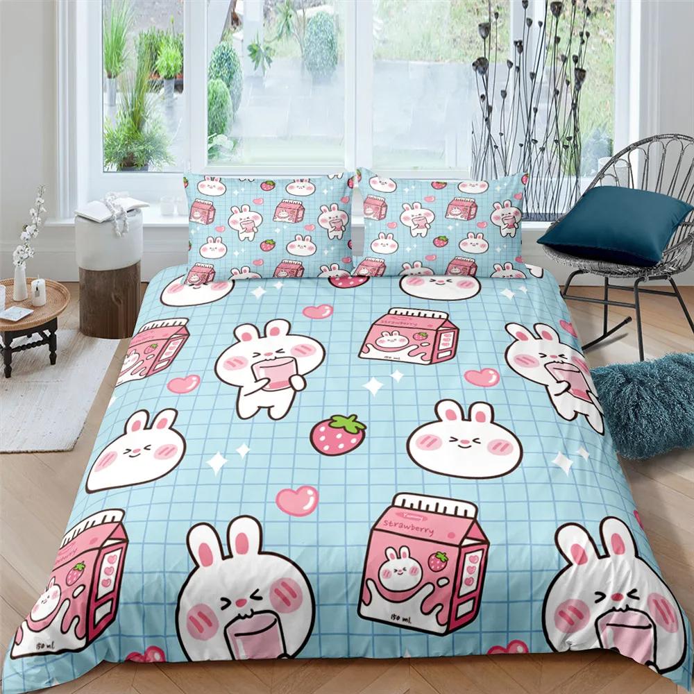 Cartoon Niedliches Hund/Kaninchen Bettwäscheset Nordisch King Einzel Twin Queen Bettbezug Full Weich Bettbezug Für Mädchen Jungen Jugendliche Geschenk
