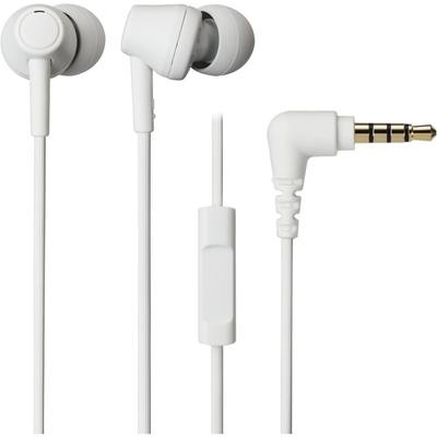 Audio Technica Ath Ck350xis Wh Earphones  Wired Remote Control With Mic  Canal Type  Recycled Plastic Blend  Antibacterial  Small  White  White