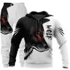 Herbst und Winter 3D-gedruckter Wolf Herren Kapuzenpullover Hosen Trainingsanzüge 2-teiliges Set Casual Sweatshirt Mode Herren Hoodies Outfit