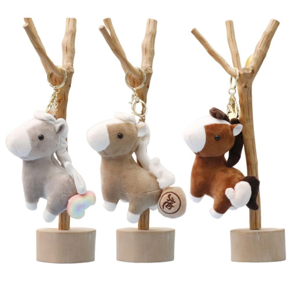 Cute Pullable Plush Horse Pendant Mascot Dolls Plush Horse Doll Pendant Car Decoration