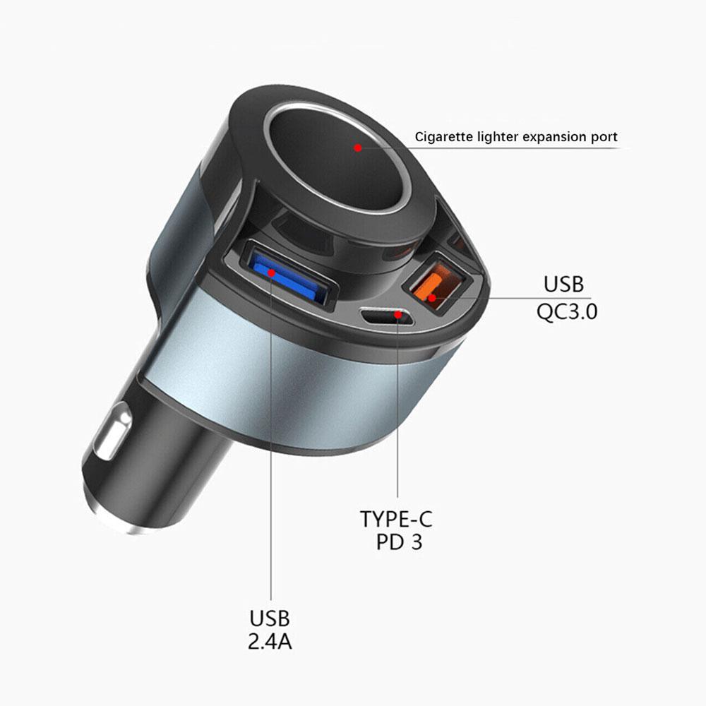1 Stück Universelles Auto 4 in 1 USB Typ C Stecker Autoladegerät Auto Schnellladeadapter Auto Zigarettenanzünder Adapter Auto Innenzubehör