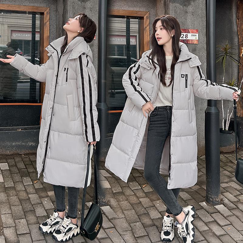 Down Padded Jacket Women's Mid-length 2025 New Winter Korean Version Loose Thickened Cotton Jacket Over the Knee Padded Jacket