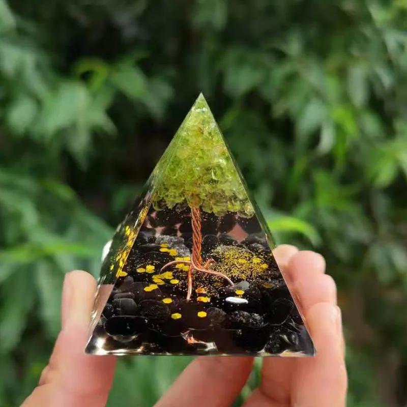 Pyramid Amethyst Peridot Meditation Tool Healing Crystal Energy Saving Quartz Home Decoration Crafts